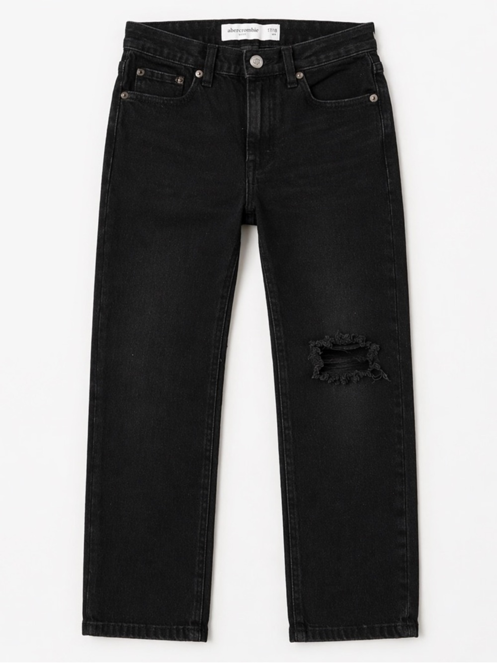 Abercrombie Kids Black Distressed Straight Jeans Size 17/18